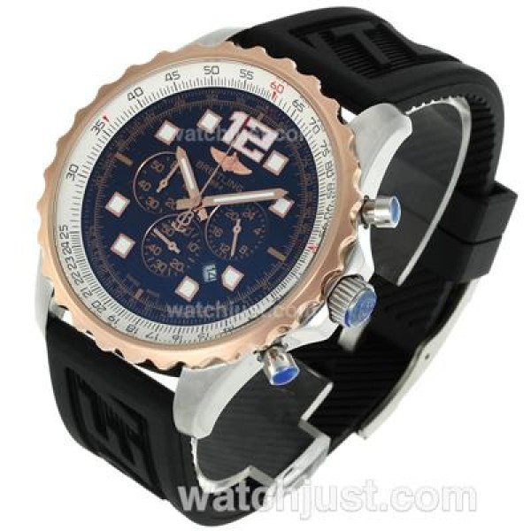 Breitling Chronospace Working Chronograph Two Tone Case with Black Dial-Rubber Strap