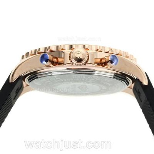 Breitling Chronospace Working Chronograph Rose Gold Case with White Dial-Rubber Strap