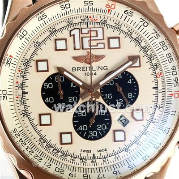 Breitling Chronospace Working Chronograph Rose Gold Case with White Dial-Rubber Strap