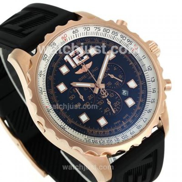 Breitling Chronospace Working Chronograph Rose Gold Case with Black Dial-Rubber Strap