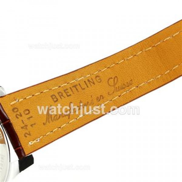 Breitling Chronospace Working Chronograph with White Dial-Leather Strap