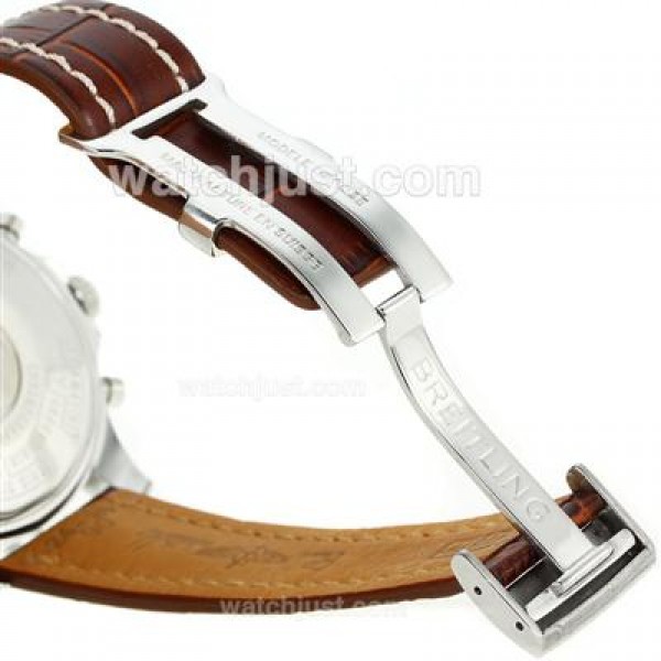 Breitling Chronospace Working Chronograph with White Dial-Leather Strap