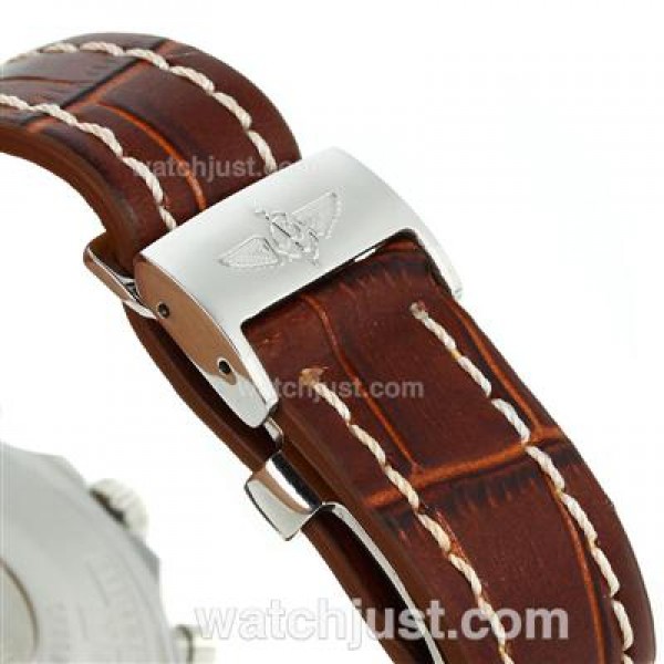 Breitling Chronospace Working Chronograph with White Dial-Leather Strap