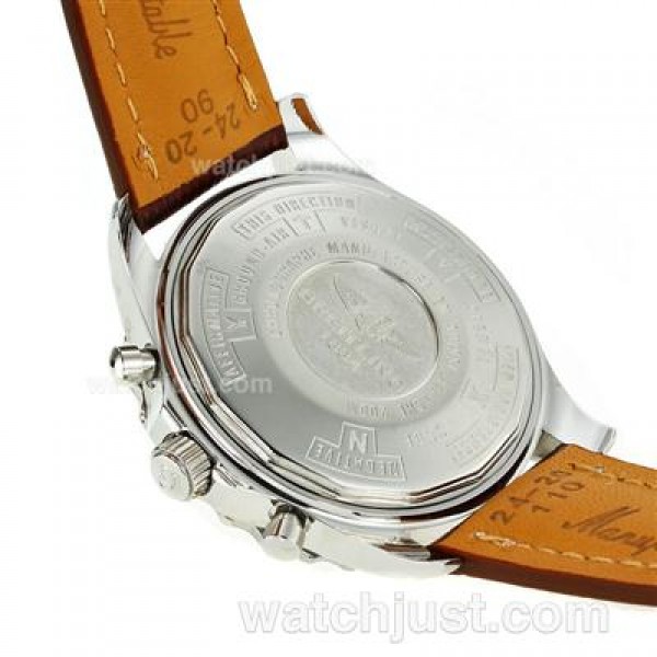 Breitling Chronospace Working Chronograph with White Dial-Leather Strap