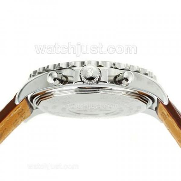 Breitling Chronospace Working Chronograph with White Dial-Leather Strap