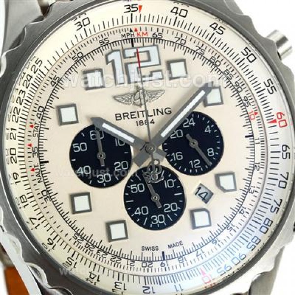 Breitling Chronospace Working Chronograph with White Dial-Leather Strap