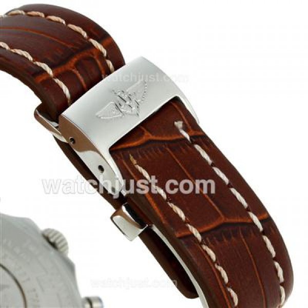 Breitling Chronospace Working Chronograph Two Tone Case with White Dial-Leather Strap