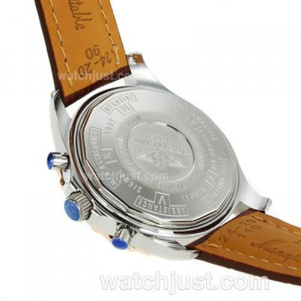 Breitling Chronospace Working Chronograph Two Tone Case with White Dial-Leather Strap