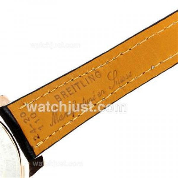 Breitling Chronospace Working Chronograph Rose Gold Case with White Dial-Leather Strap