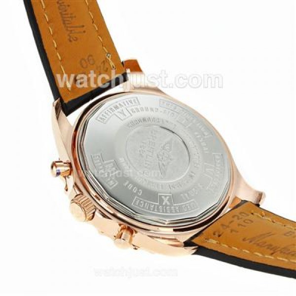 Breitling Chronospace Working Chronograph Rose Gold Case with White Dial-Leather Strap