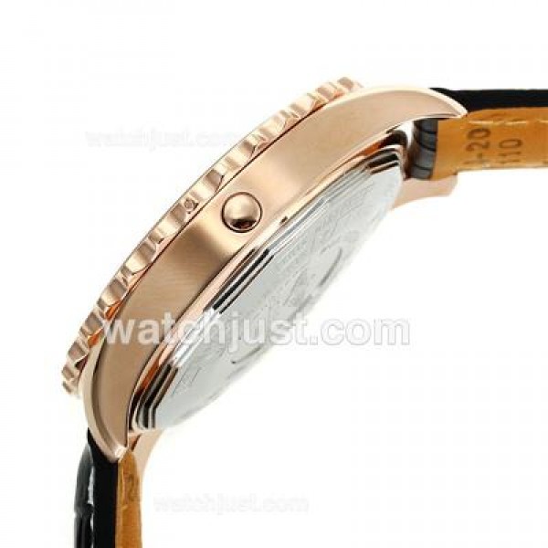 Breitling Chronospace Working Chronograph Rose Gold Case with White Dial-Leather Strap