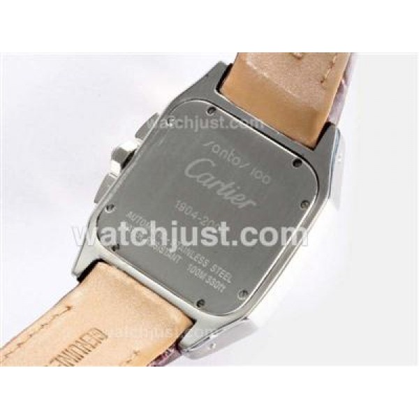 Cartier Santos 100 Automatic Two Tone Case with White Dial