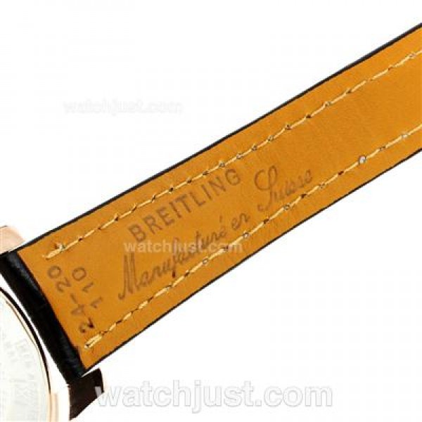 Breitling Chronospace Working Chronograph Rose Gold Case with Black Dial-Leather Strap
