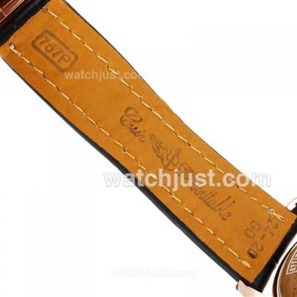 Breitling Chronospace Working Chronograph Rose Gold Case with Black Dial-Leather Strap