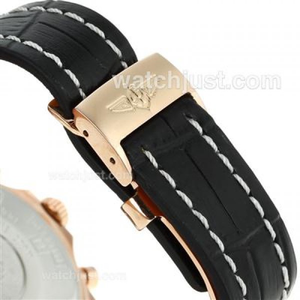 Breitling Chronospace Working Chronograph Rose Gold Case with Black Dial-Leather Strap