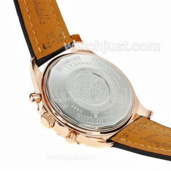 Breitling Chronospace Working Chronograph Rose Gold Case with Black Dial-Leather Strap