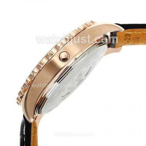 Breitling Chronospace Working Chronograph Rose Gold Case with Black Dial-Leather Strap