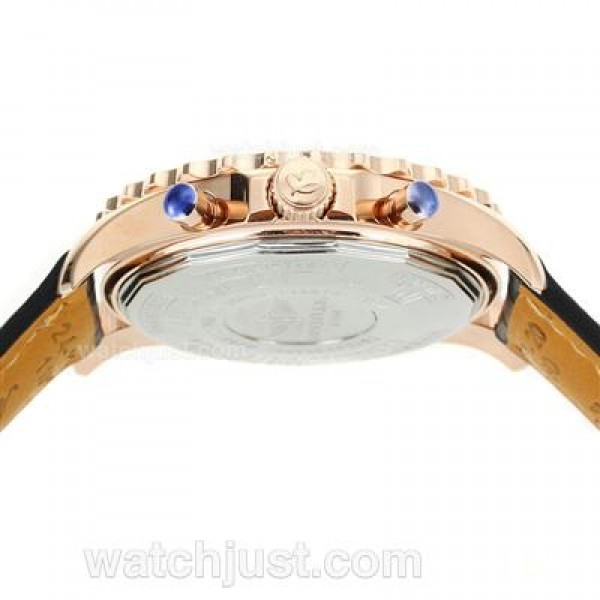 Breitling Chronospace Working Chronograph Rose Gold Case with Black Dial-Leather Strap