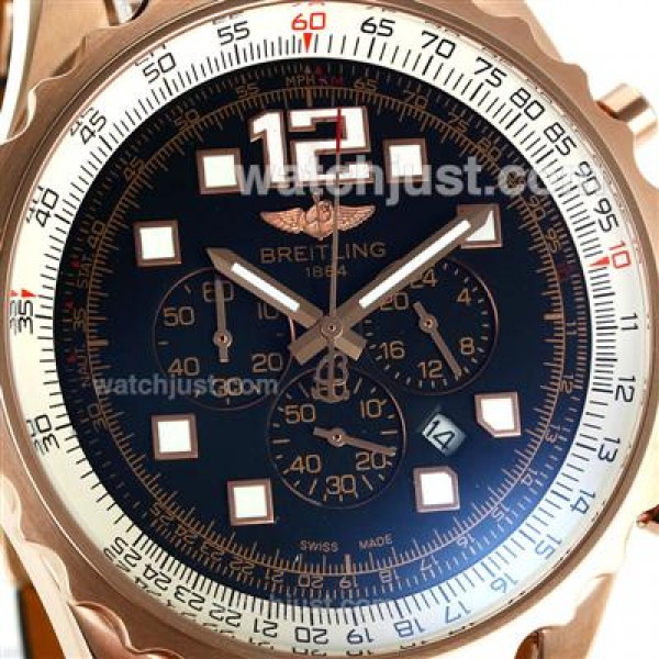Breitling Chronospace Working Chronograph Rose Gold Case with Black Dial-Leather Strap