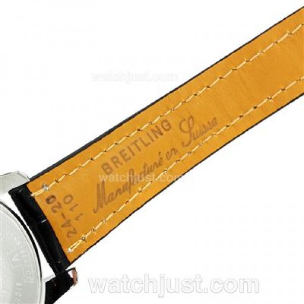 Breitling Chronospace Tourbillon Automatic Two Tone Case with White Dial-Leather Strap