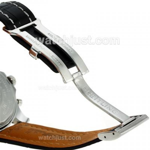 Breitling Chronospace Tourbillon Automatic Two Tone Case with White Dial-Leather Strap