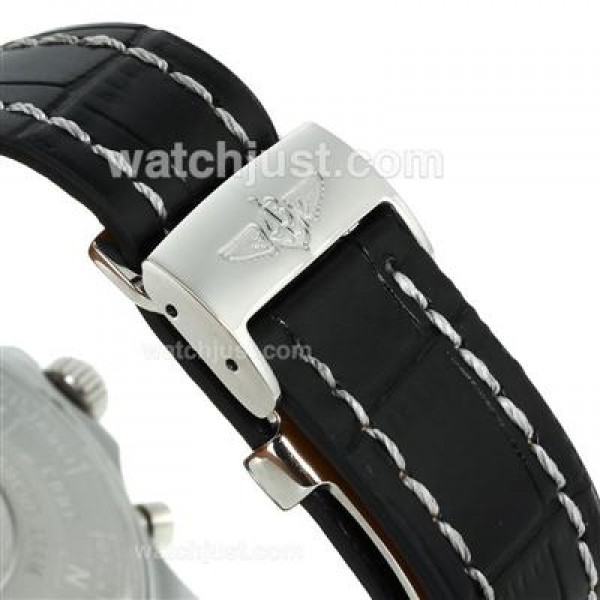 Breitling Chronospace Tourbillon Automatic Two Tone Case with White Dial-Leather Strap