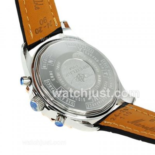 Breitling Chronospace Tourbillon Automatic Two Tone Case with White Dial-Leather Strap