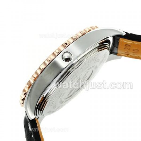 Breitling Chronospace Tourbillon Automatic Two Tone Case with White Dial-Leather Strap