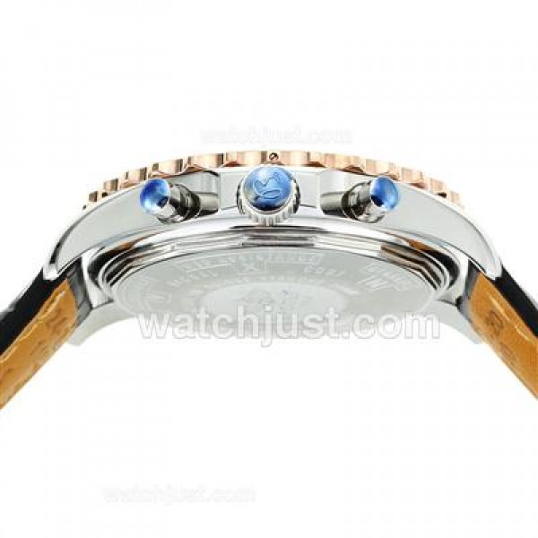 Breitling Chronospace Tourbillon Automatic Two Tone Case with White Dial-Leather Strap