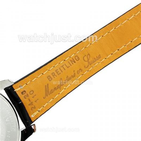 Breitling Chronospace Working Chronograph Two Tone Case with Black Dial-Leather Strap
