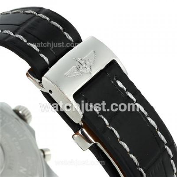 Breitling Chronospace Working Chronograph Two Tone Case with Black Dial-Leather Strap