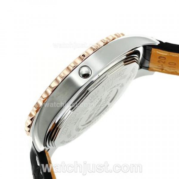 Breitling Chronospace Working Chronograph Two Tone Case with Black Dial-Leather Strap
