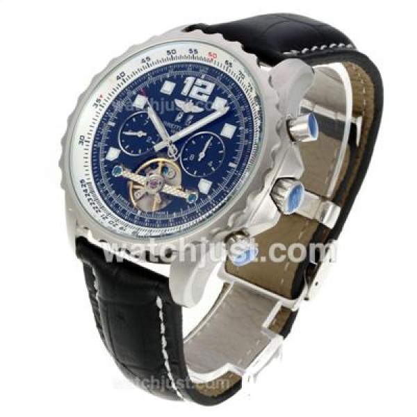 Breitling Chronospace Tourbillon Automatic with Black Dial-Leather Strap