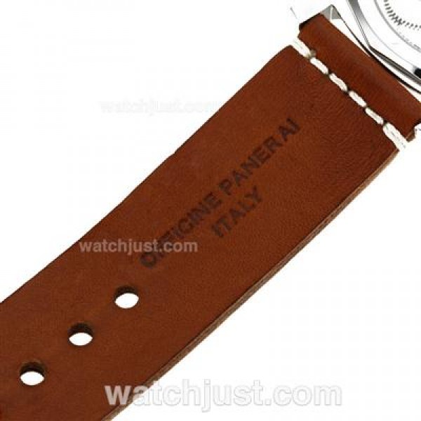 Panerai Luminor Unitas 6497 Movement Swan Neck Orange Markers with Black Dial-Leather Strap