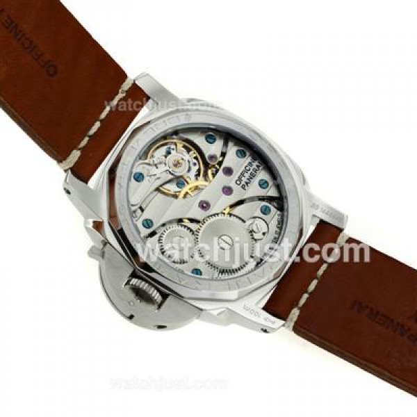 Panerai Luminor Unitas 6497 Movement Swan Neck Orange Markers with Black Dial-Leather Strap