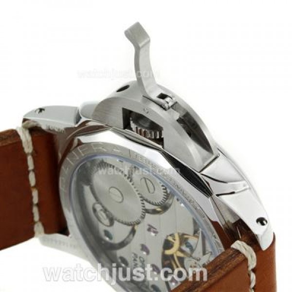 Panerai Luminor Unitas 6497 Movement Swan Neck Orange Markers with Black Dial-Leather Strap