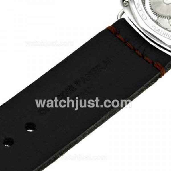 Panerai Radiomir Unitas 6497 Movement Swan Neck Orange Markers with Black Dial-Leather Strap