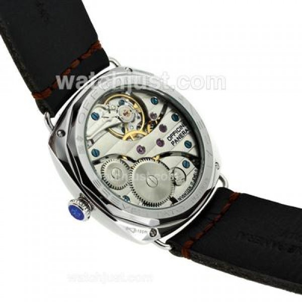 Panerai Radiomir Unitas 6497 Movement Swan Neck Orange Markers with Black Dial-Leather Strap