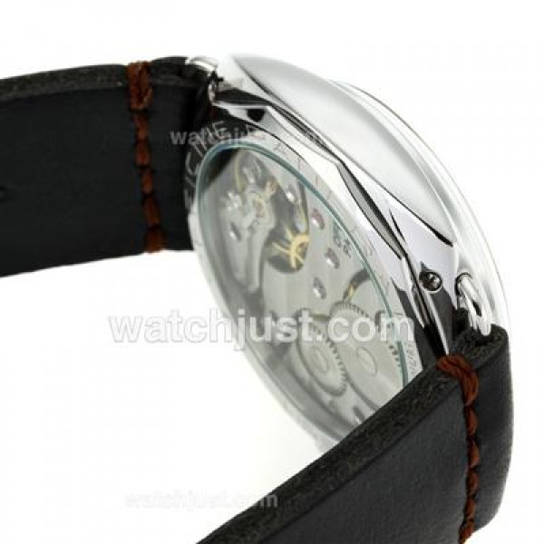 Panerai Radiomir Unitas 6497 Movement Swan Neck Orange Markers with Black Dial-Leather Strap