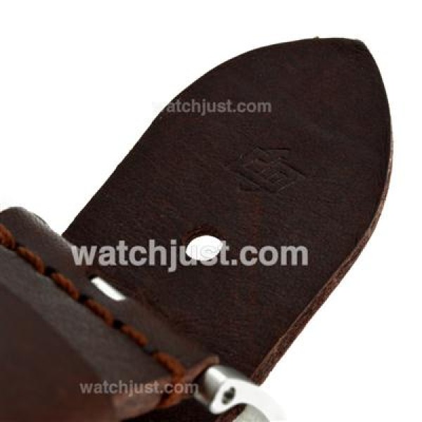 Panerai Radiomir Unitas 6497 Movement Swan Neck Orange Markers with Brown Dial-Leather Strap