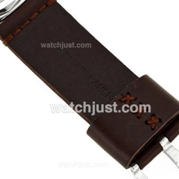 Panerai Radiomir Unitas 6497 Movement Swan Neck Orange Markers with Brown Dial-Leather Strap