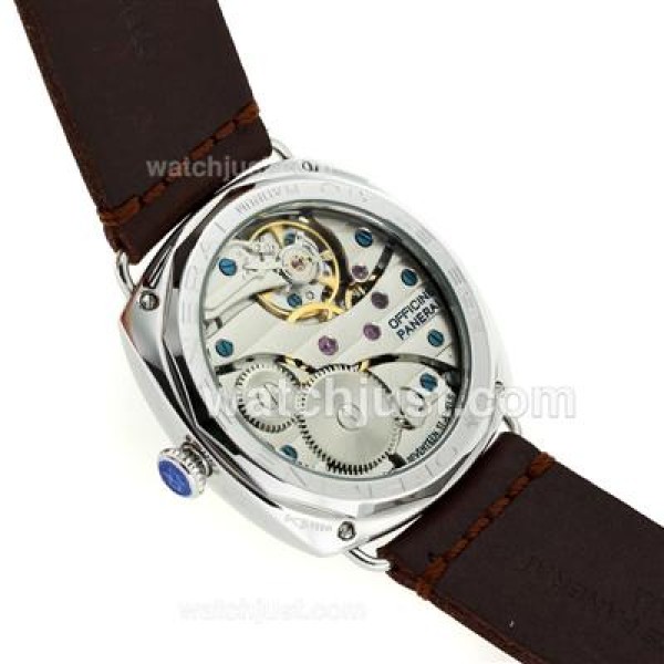 Panerai Radiomir Unitas 6497 Movement Swan Neck Orange Markers with Brown Dial-Leather Strap