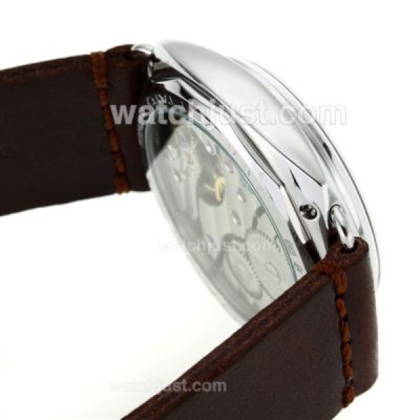 Panerai Radiomir Unitas 6497 Movement Swan Neck Orange Markers with Brown Dial-Leather Strap
