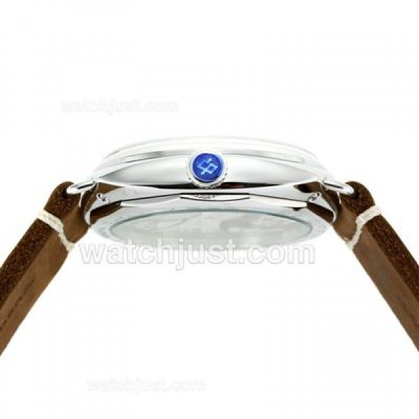 Panerai Radiomir Unitas 6497 Movement Swan Neck Roman/Number Markers with Gray Dial-Leather Strap
