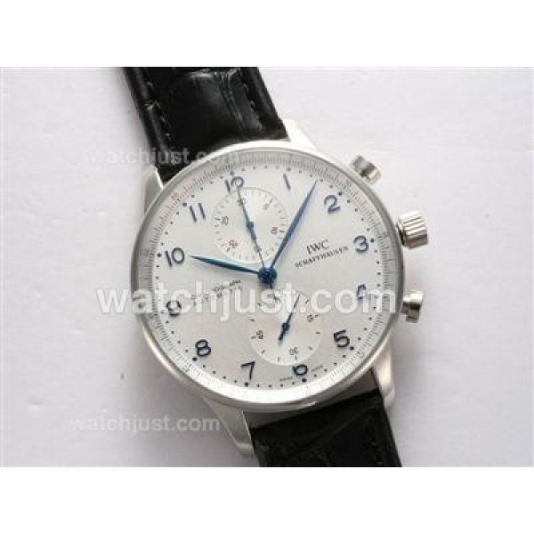 IWC Portuguese Chronograph Swiss Valjoux 7750 Movement with White Dial