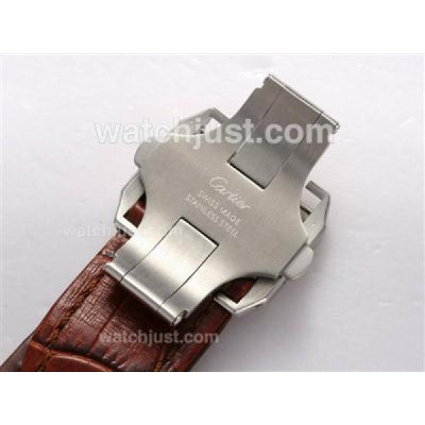 Cartier Santos 100 Chronograph Swiss Valjoux 7750 Movement Two Tone with White Dial