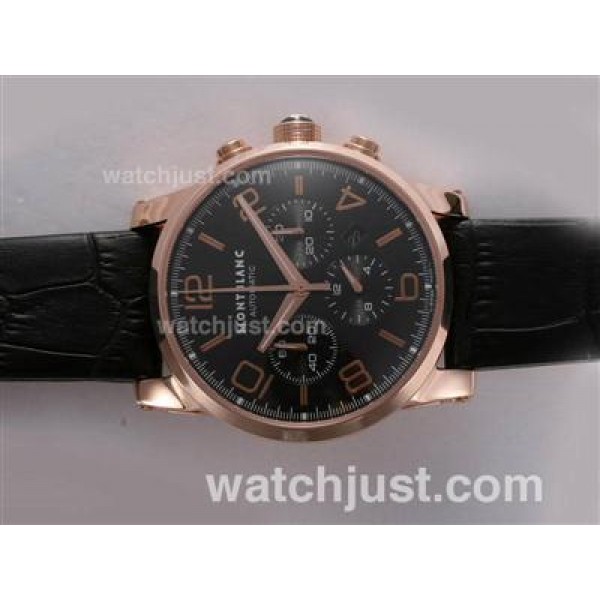 Montblanc Time Walker Chronograph Swiss Valjoux 7750 Movement Rose Gold Casing with Black Dial