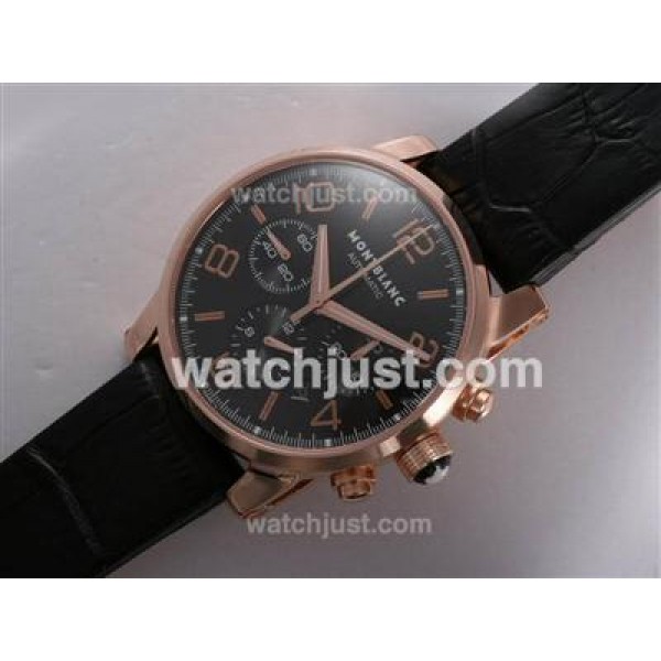 Montblanc Time Walker Chronograph Swiss Valjoux 7750 Movement Rose Gold Casing with Black Dial