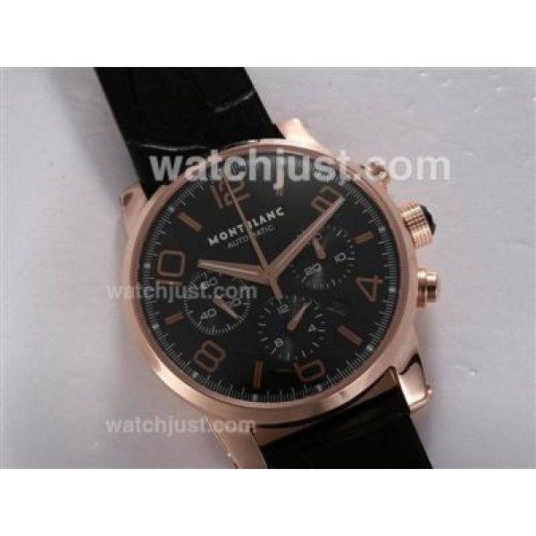 Montblanc Time Walker Chronograph Swiss Valjoux 7750 Movement Rose Gold Casing with Black Dial