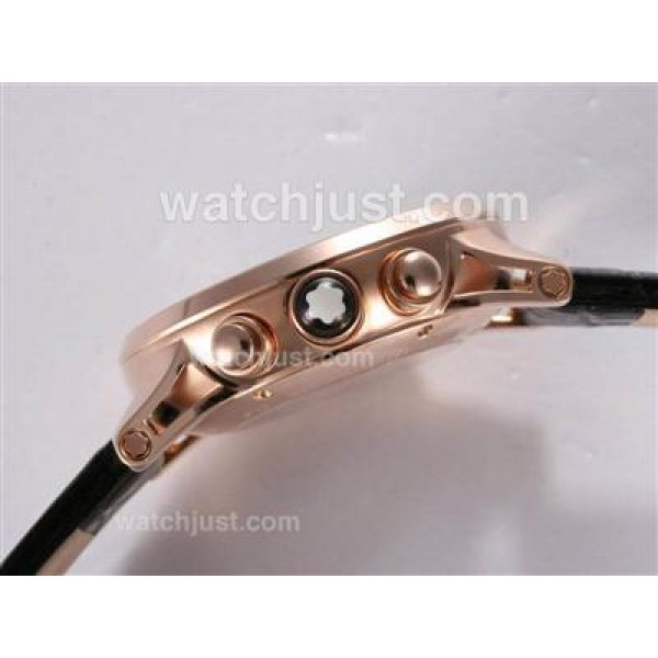 Montblanc Time Walker Chronograph Swiss Valjoux 7750 Movement Rose Gold Casing with Black Dial